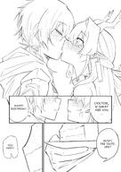 artist:ahti character:doctor_(arknights) character:shu_(arknights) comic dragon_horns ears_blushing english_text flushed_face hair_accessories horns in-series_category:feranmut in-series_category:sui_siblings in-series_category:yan kiss long_hair monochrome pointed_ears series:arknights // 3035x4299 // 2.2MB