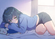 alternate_outfit artist:sasaki character:tsukimura_temari_(gakuen_idolmaster) green_eyes green_hair long_hair pajamas series:gakuen_idolmaster series:idolmaster // 1228x868 // 915KB