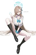artist:anyak05 beauty_mark blonde_hair blue_eyes character:asuna_(blue_archive) character:asuna_(uniform)_(blue_archive) english_text hair_covering_eye halo in-series_category:cleaning_&_clearing in-series_category:millenium_science_school long_hair series:blue_archive v // 1100x1661 // 141KB