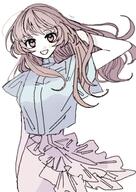 artist:yasu_urayaka brown_hair casual_clothes lipstick long_hair pink_eyes series:original // 2480x3508 // 656KB