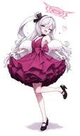 artist:gabang character:mutsuki_(blue_archive) character:mutsuki_(dress)_(blue_archive) dress hair_accessories halo in-series_category:gehenna_academy in-series_category:problem_solver_68 long_hair pointed_ears purple_eyes series:blue_archive side_ponytail white_hair // 2371x4000 // 525KB