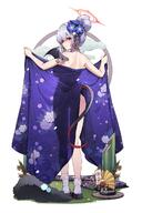 artist:ddangbi body_wings character:haruna_(blue_archive) character:haruna_(new_year)_(blue_archive) demon_wings flushed_face hair_accessories hair_bun halo in-series_category:gehenna_academy in-series_category:gourmet_research_society kimono series:blue_archive silhouette tail white_hair // 1240x1863 // 285KB