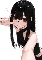 artist:hara_kenshi beauty_mark black_hair character:enokawa_kokoro_(hara_kenshi) ear_piercings heart_mark long_hair pov red_eyes series:original v // 2508x3541 // 437KB