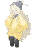 alternate_outfit artist:drive_shot blonde_hair character:professor_niyaniya_(blue_archive) green_eyes long_hair series:blue_archive sweater // 2000x3000 // 1.1MB