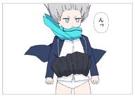 animal_ears artist:namakurage blue_eyes character:shiroko_(blue_archive) grey_hair halo heterochromia in-series_category:abydos_high_school in-series_category:foreclosure_task_force japanese_text peek series:blue_archive skirt_lift wolf_ears wolf_girl // 2894x2076 // 1.4MB