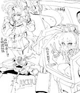 artist:kai_xin beauty_mark bodysuit character:himari_(battle)_(blue_archive) character:himari_(blue_archive) character:key_(blue_archive) character:rio_(battle)_(blue_archive) character:rio_(blue_archive) character:toki_(battle)_(blue_archive) character:toki_(blue_archive) elf english_text flushed_face hair_down_the_middle halo in-series_category:cleaning_&_clearing in-series_category:game_development_department in-series_category:millenium_science_school in-series_category:seminar in-series_category:super_phenomenon_task_force japanese_text long_hair mechanical_halo monochrome pointed_ears ponytail series:blue_archive v // 2894x3353 // 977KB
