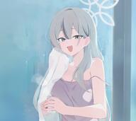 artist:soonmu99 character:konoka_(blue_archive) grey_eyes grey_hair halo in-series_category:public_peace_bureau in-series_category:valkyrie_police_school long_hair series:blue_archive steaming_body // 3923x3502 // 439KB
