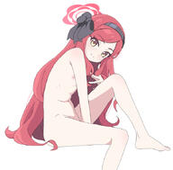 artist:nyaru character:takane_(blue_archive) hair_bow halo in-series_category:publishing_department in-series_category:red_winter_federal_academy long_hair red_hair series:blue_archive yellow_eyes // 681x671 // 176KB