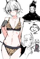 artist:isocha character:doodle_sensei_(blue_archive) character:erika_(blue_archive) character:sensei_(blue_archive) demon_horns flushed_face grey_eyes gyaru halo horns in-series_category:gehenna_academy in-series_category:twinkle_twinkle_club leopard_print lingerie series:blue_archive short_hair tail white_hair // 2710x4000 // 684KB