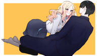 artist:kasasagi blonde_hair blue_eyes character:juou_sena_(gakuen_idolmaster) character:producer_(idolmaster) flushed_face long_hair series:gakuen_idolmaster series:idolmaster teasing // 1280x735 // 418KB