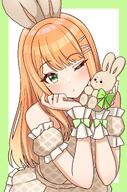 alternate_outfit artist:puka_0507 beauty_mark character:shiun_sumika_(gakuen_idolmaster) green_eyes gyaru orange_hair rabbit_ears series:gakuen_idolmaster series:idolmaster // 1356x2048 // 326KB
