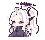alternate_outfit artist:ranaga210 character:hina_(blue_archive) demon_horns halo horns in-series_category:gehenna_academy in-series_category:prefect_team long_hair mechanical_halo ponytail purple_eyes series:blue_archive sports_wear white_hair // 1327x1182 // 99KB