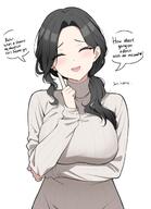 artist:reia black_hair closed_eyes english_text ponytail pov series:original sweater // 1482x2048 // 264KB