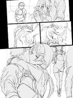 arms_around_neck artist:yodare character:hachimiya_meguru_(idolmaster_shiny_colors) character:producer_(idolmaster) comic kiss meta:work-in-progress monochrome series:idolmaster series:idolmaster_shiny_colors // 808x1091 // 191KB