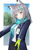 animal_ears artist:SaMA blue_eyes character:shiroko_(blue_archive) ears_blushing flushed_face grey_hair hair_accessories halo heterochromia in-series_category:abydos_high_school in-series_category:foreclosure_task_force pouty_face series:blue_archive short_hair wolf_ears wolf_girl // 1000x1500 // 568KB