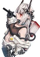 artist:kuromu character:mudrock_(arknights) demon_horns horns in-series_category:gargoyle in-series_category:sarkaz red_eyes series:arknights white_hair // 2892x4096 // 1014KB