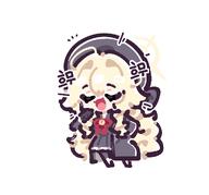 artist:ranaga210 blonde_hair character:professor_niyaniya_(blue_archive) chibi long_hair series:blue_archive // 990x923 // 61KB
