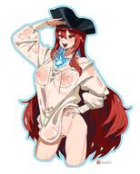 alternate_outfit artist:yan_jhia character:elizabeth_rose_bloodflame in-series_category:hololive_english in-series_category:justice long_hair nipples_visible_through_clothing red_eyes red_hair series:hololive shirt_only two-tone_hair wet_shirt // 1905x2368 // 377KB
