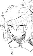 animal_ears artist:kon_kokine character:shigure_(blue_archive) halo headpat in-series_category:red_winter_federal_academy in-series_category:spec_ops_no._227 meta:cropped monochrome series:blue_archive stoat_ears stoat_girl // 1654x2756 // 357KB