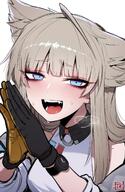 artist:jdotkdot bird_girl blonde_hair blue_eyes character:perlica flushed_face head_wings in-series_category:liberi long_hair series:arknights series:arknights:_endfield steaming_body // 843x1293 // 184KB