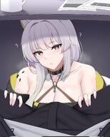 animal_ears artist:kanta cat_ears cat_girl character:doctor_(arknights) character:kal'tsit_(arknights) hypnosis in-series_category:feline in-series_category:rhodes_island meta:source_deprecated pov series:arknights steaming_body under_table // 1641x2048 // 273KB