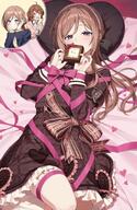 artist:kurotoyu816 blue_eyes brown_eyes brown_hair character:hanami_ume_(gakuen_idolmaster) character:himesaki_rinami_(gakuen_idolmaster) flushed_face hair_bun idol_outfit long_hair ribbons series:gakuen_idolmaster series:idolmaster short_hair sweater // 869x1335 // 207KB