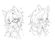 alternate_outfit animal_ears artist:nyakechi beauty_mark character:penance_(arknights) glasses in-series_category:lupo in-series_category:siracusa monochrome series:arknights wolf_ears wolf_girl // 2048x1656 // 189KB