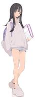 artist:amamitsuki black_hair grey_eyes long_hair series:original short_shorts // 721x2000 // 79KB