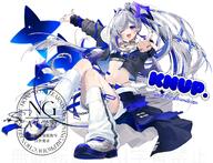 alternate_outfit artist:oshioshio blue_eyes character:amane_kanata in-series_category:generation_4 in-series_category:hololive_japan long_hair midriff ponytail series:hololive tube_socks white_hair // 2000x1528 // 506KB