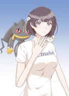 alternate_outfit artist:hazukibunko blue_eyes casual_clothes character:misuzu_(blue_archive) elf hair_accessories halo in-series_category:correctional_bureau in-series_category:valkyrie_police_school pointed_ears purple_hair series:blue_archive series:pokemon short_hair // 2220x3106 // 286KB