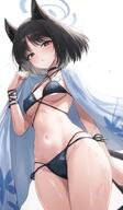animal_ears artist:gabang black_eyes black_hair cat_ears cat_girl cat_tail character:kikyou_(blue_archive) character:kikyou_(swimsuit)_(blue_archive) halo in-series_category:allied_hyakkiyako_academy in-series_category:hyakkaryouran_conflict_resolution_council series:blue_archive short_hair swimsuit tail // 1945x3336 // 540KB