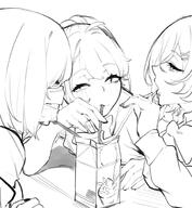 artist:shion985530 face_mask hair_accessories monochrome ponytail series:original short_hair // 1500x1623 // 692KB