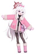 alternate_outfit artist:82jhin character:mutsuki_(blue_archive) halo in-series_category:gehenna_academy in-series_category:problem_solver_68 pointed_ears ponytail purple_eyes series:blue_archive white_hair // 1342x2048 // 171KB