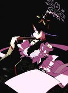 animal_ears artist:manga_to_yukata character:tsukuyo_(blue_archive) character:tsukuyo_(dress)_(blue_archive) dress hair_accessories hair_covering_eye halo in-series_category:allied_hyakkiyako_academy in-series_category:ninjutsu_research_club purple_eyes rabbit_ears rabbit_girl series:blue_archive // 2920x4000 // 747KB