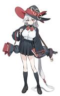 artist:ramuri character:eri_(blue_archive) hair_braid in-series_category:occult_research_society in-series_category:wild_hunt_academy_of_arts long_hair orange_eyes series:blue_archive white_hair witch_hat // 1817x2891 // 361KB