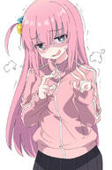 artist:ixy blue_eyes character:gotoh_hitori double_v long_hair pink_hair series:bocchi_the_rock shadow_over_eyes v // 591x891 // 311KB