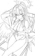 artist:drive_shot character:nagisa_(blue_archive) character:nagisa_(swimsuit)_(blue_archive) halo in-series_category:tea_party in-series_category:trinity_general_school meta:work-in-progress monochrome ponytail series:blue_archive sunglasses swimsuit // 2460x3855 // 1.6MB