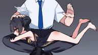 artist:jeomo black_eyes black_hair character:kisaki_(blue_archive) character:sensei_(blue_archive) hair_bun halo in-series_category:genryumon in-series_category:shanhaijing_secondary_school meta:animated qipao series:blue_archive spanking // 800x450 // 1.0MB