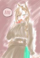 alternate_outfit animal_ears artist:mameppu beauty_mark brown_eyes brown_hair casual_clothes character:penance_(arknights) flushed_face hair_accessories hair_braid in-series_category:lupo in-series_category:siracusa series:arknights sweater wolf_ears wolf_girl // 2846x4096 // 674KB