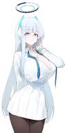 artist:doksyuri character:noa_(blue_archive) halo in-series_category:millenium_science_school in-series_category:seminar long_hair mechanical_halo purple_eyes series:blue_archive white_hair // 1999x4096 // 342KB