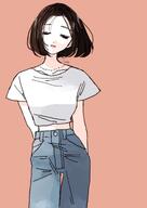 artist:yasu_urayaka brown_hair casual_clothes lipstick midriff pants series:original short_hair // 1453x2048 // 176KB