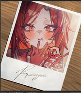 artist:betanon character:renge_(blue_archive) english_text eye_liner flushed_face horns in-series_category:allied_hyakkiyako_academy in-series_category:hyakkaryouran_conflict_resolution_council meta:work-in-progress red_eyes red_hair series:blue_archive // 763x877 // 1.4MB
