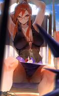 armpit artist:rororo character:lorelei_(pokemon) glasses peek ponytail red_eyes red_hair series:pokemon swimsuit // 1235x1999 // 204KB
