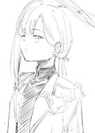 artist:hoffun_2 body_wings character:ichika_(blue_archive) character:ichika_(suit)_(blue_archive) feathered_wings halo in-series_category:justice_task_force in-series_category:trinity_general_school monochrome ponytail series:blue_archive // 639x895 // 100KB