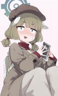 animal_ears artist:shiroi_urushi character:yakumo_(blue_archive) dog_ears dog_girl flushed_face green_eyes green_hair halo in-series_category:publishing_department in-series_category:red_winter_federal_academy series:blue_archive // 1627x2699 // 280KB