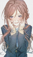 artist:mameko blue_eyes brown_hair character:himesaki_rinami_(gakuen_idolmaster) flushed_face hair_bun long_hair pov series:gakuen_idolmaster series:idolmaster sweater // 1434x2511 // 4.6MB