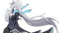 animal_ears artist:heoburi35 blue_eyes character:shiroko_(blue_archive) character:shiroko_terror_(blue_archive) dress grey_hair halo heterochromia in-series_category:abydos_high_school in-series_category:foreclosure_task_force series:blue_archive wolf_ears wolf_girl // 4096x2304 // 488KB