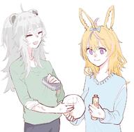 animal_ears character:omaru_polka character:shishiro_botan fox_ears fox_girl in-series_category:generation_5 in-series_category:hololive_japan lion_ears lion_girl meta:artist_request meta:source_request meta:tagme series:hololive // 1024x1002 // 110KB