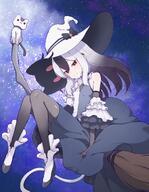 alternate_outfit artist:shiroi_urushi beauty_mark black_hair character:kayoko_(blue_archive) demon_horns halo horns in-series_category:gehenna_academy in-series_category:problem_solver_68 long_hair red_eyes series:blue_archive two-tone_hair white_hair witch_hat // 2196x2824 // 488KB