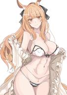 animal_ears artist:ken blonde_hair character:blemishine_(arknights) hair_bow horse_ears horse_girl in-series_category:kazimierz in-series_category:kuranta lingerie long_hair series:arknights yellow_eyes // 2025x2864 // 770KB